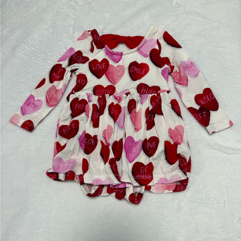 Little Sleepies Candy Cuties Bow Back Dress 0-3M Bamboo EUC